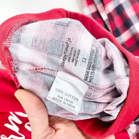 Sleepytime PJs Christmas holiday winter Plaid pajama set 12 - Picture 4 of 4